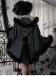 Black Feather Halloween Thicken Velvet Plush Medieval Gothic Lolita Versatile Pointed Hooded Cloak