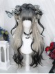 Misty Smoke Series Siamese Cat Black White Gradient Stylish Wavy Curly Hair Straight Bangs Sweet Lolita Wig