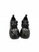 Black Sweet Cool Lolita Punk Elements Love Buttons Chunky Heel Platform Round Toe Patent Leather Glossy Mary Jane Shoes