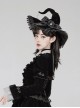 Halloween Elegant Gothic Lolita Spider Pendant Weird Eyeball Bowknot Lace Pointed Big Witch Hat