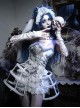 Zombie Bride Halloween White Wedding Gown Gothic Punk Corset Birdcage Crinoline Lace Pumpkin Pants Mesh Yarn Hem Set