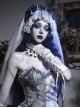 Zombie Bride Series Halloween White Gothic Punk Wedding Beautiful Chiffon Lace Headdress Blue Rose Veil Headband