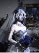 Zombie Bride Series Halloween White Gothic Punk Wedding Beautiful Chiffon Lace Headdress Blue Rose Veil Headband