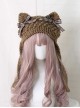 Japanese Style Fall Winter Sweet Cute Cat Ears Plaid Bowknot Kawaii Fashion Earmuff Knitted Wool Hat