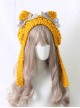 Japanese Style Fall Winter Sweet Cute Cat Ears Plaid Bowknot Kawaii Fashion Earmuff Knitted Wool Hat