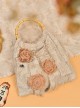 Sunset Rose Series Chinoiserie Beige Burning Flower Craft Retro Classic Lolita Bamboo Handle Elegant Hanfu Bag