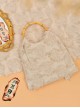 Sunset Rose Series Chinoiserie Beige Burning Flower Craft Retro Classic Lolita Bamboo Handle Elegant Hanfu Bag