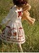 Winter Christmas New Year Cute Red Strawberry Bear Print Sweet Lolita White Doll Collar Coat Sleeveless Dress Set