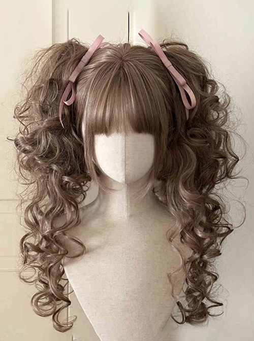 Poison Princess Series Elegant Retro Straight Bangs Cute Sweet Lolita Roman Roll Dual Horsetail Wig