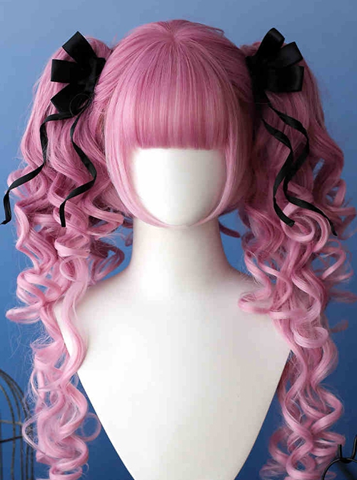 Poison Princess Series Elegant Retro Straight Bangs Cute Sweet Lolita Roman Roll Dual Horsetail Wig