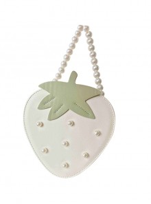 Fairy Tale Style Pearl Chain Grass Pastoral Style Sweet Lolita Cute Soft White Strawberry Shape Kawaii Bag