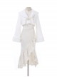 White Moonlight Series Pure Elegant New Chinese Style Kawaii Fashion Improved Fishtail Cheongsam Dress Plush Coat