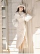 White Moonlight Series Pure Elegant New Chinese Style Kawaii Fashion Improved Fishtail Cheongsam Dress Plush Coat