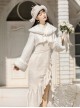 White Moonlight Series Pure Elegant New Chinese Style Kawaii Fashion Improved Fishtail Cheongsam Dress Plush Coat