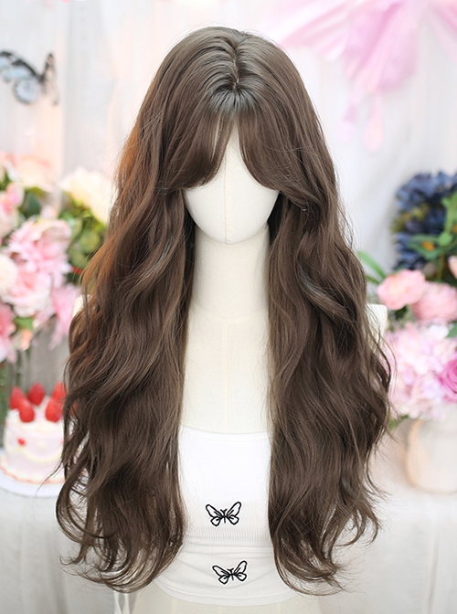 Versatile Daily Elegant Chic Hazelnut Gray Brown Long Curly Hair Classic Lolita Wig