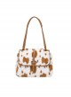 Fall Winter Large Commuting Capacity Versatile Kawaii Fashion Light Brown Spotted Fur Square Tote Bag Armpit Bag