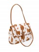 Fall Winter Large Commuting Capacity Versatile Kawaii Fashion Light Brown Spotted Fur Square Tote Bag Armpit Bag