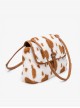 Fall Winter Large Commuting Capacity Versatile Kawaii Fashion Light Brown Spotted Fur Square Tote Bag Armpit Bag