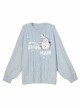 Fall Winter Snowman Cute Kawaii Fashion Light Blue Seahorse Hair Warm Loose Round Collar Pullover Sweater