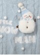 Fall Winter Snowman Cute Kawaii Fashion Light Blue Seahorse Hair Warm Loose Round Collar Pullover Sweater