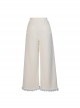 Cute Velvet Autumn Winter White Texture Feeling Solid Color Hairball Kawaii Fashion Loose Casual Pants