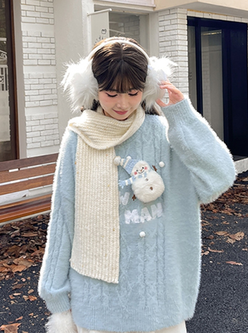 Simple Basic Commuting Fall Winter Candy Color Kawaii Fashion Knitted Versatile Warm Scarf