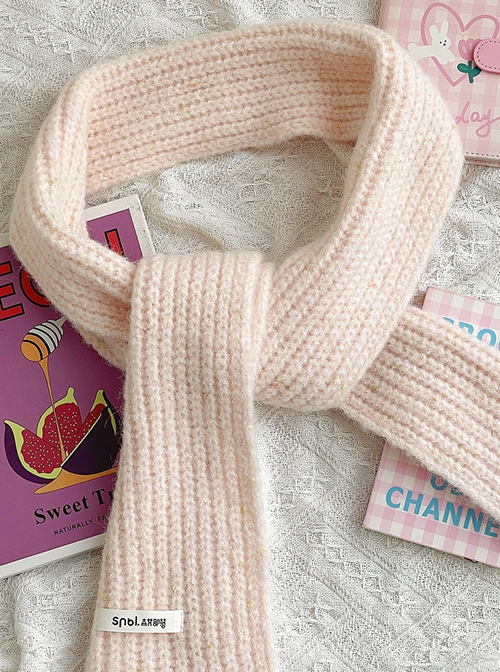 Simple Basic Commuting Fall Winter Candy Color Kawaii Fashion Knitted Versatile Warm Scarf