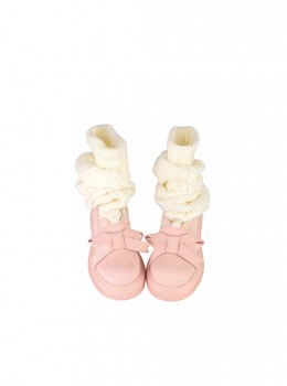 Winter Versatile Cute Daily Bear Ears Bowknot Kawaii Fashion Lolita Warm Cashmere Socks Snow Boots