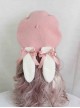 Cute Japanese Style Soft Girl Plush Lop Eared Rabbit Kawaii Sweet Lolita Bowknot Pancake Hat Beret