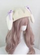 Cute Japanese Style Soft Girl Plush Lop Eared Rabbit Kawaii Sweet Lolita Bowknot Pancake Hat Beret