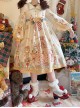 Star Of Bethlehem Series Cream Apricot Christmas Pastoral Star Collar Gingerbread Animals Print Sweet Lolita Long Sleeves Dress