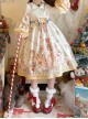 Star Of Bethlehem Series Cream Apricot Christmas Pastoral Star Collar Gingerbread Animals Print Sweet Lolita Long Sleeves Dress