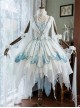 White Peacock Series Exotic Blue Dreamy Flower Classic Lolita Vest Dress Hand Sleeve Decoration Feather Necklace Set