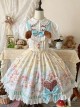 Sweet Pet Paradise Series Soft Girl Cute Daily Cake Dessert Sweet Lolita Vest Dress Apron Puff Sleeves Shirt Headband Set