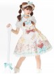 Sweet Pet Paradise Series Soft Girl Cute Daily Cake Dessert Sweet Lolita Vest Dress Apron Puff Sleeves Shirt Headband Set