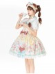 Sweet Pet Paradise Series Soft Girl Cute Daily Cake Dessert Sweet Lolita Vest Dress Apron Puff Sleeves Shirt Headband Set