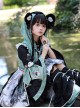 Panda Series Bamboo Ink Painting Green Martial Arts Chinese Style Cute Sweet Lolita Dress Vest Hoodie Leg Sleeves Set