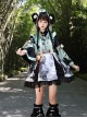 Panda Series Bamboo Ink Painting Green Martial Arts Chinese Style Cute Sweet Lolita Dress Vest Hoodie Leg Sleeves Set