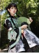 Panda Series Bamboo Ink Painting Green Martial Arts Chinese Style Cute Sweet Lolita Dress Vest Hoodie Leg Sleeves Set