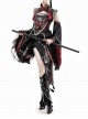 Red Scorpion Series Halloween Chinese Martial Arts Girl Gothic Lolita Vest Suspender Culottes Sleeves Wolf Tooth Belt Chain Set