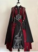 Scarlet Night Knight Series Officer Red Cool Handsome Metal Chain Punk Military Lolita Dress Black Cloak Girdle Set