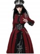 Scarlet Night Knight Series Officer Red Cool Handsome Metal Chain Punk Military Lolita Dress Black Cloak Girdle Set