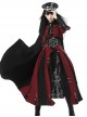 Scarlet Night Knight Series Officer Red Cool Handsome Metal Chain Punk Military Lolita Dress Black Cloak Girdle Set