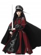 Scarlet Night Knight Series Officer Red Cool Handsome Metal Chain Punk Military Lolita Dress Black Cloak Girdle Set