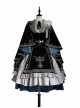 Dark Night Contract Series Blue Black Cool Gothic Military Lolita Vest Shirt Skirt Cloak Feather Badge Set