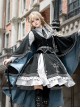 Dark Night Contract Series Blue Black Cool Gothic Military Lolita Vest Shirt Skirt Cloak Feather Badge Set