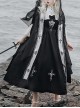 Night Cross Halloween Elegant Black Holy Dark Nun Gothic Lolita Long Dress Cape Hat Turban Necklace Set