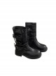 Versatile Handsome Motorcycle Style Gothic Punk Korean Style Mid Tube Round Toe Knight Boots