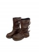 Versatile Handsome Motorcycle Style Gothic Punk Korean Style Mid Tube Round Toe Knight Boots