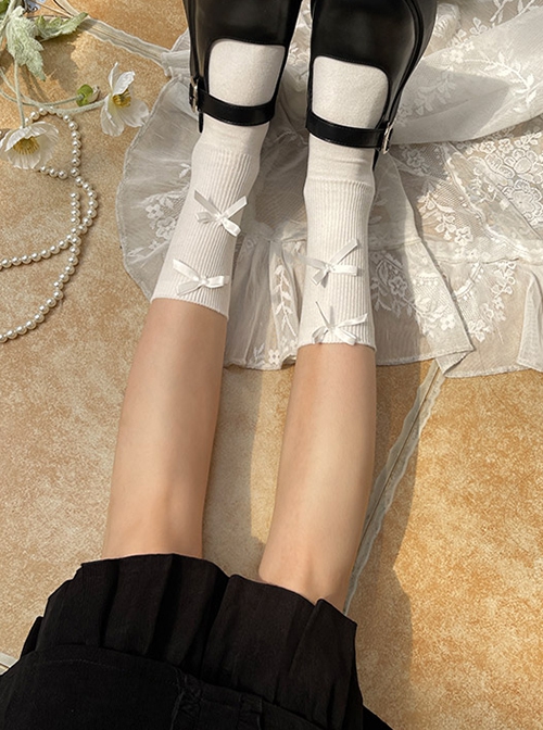 Japanese Style Versatile Soft Girl Ribbon Bowknot Kawaii Fashion Sweet Lolita Cotton Socks